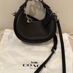 (New) Coach Black Mini Bag with Chain Accent